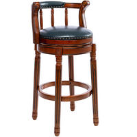 BARHOCKER 360° drehbar Sitzhöhe 66 cm Leder Holz Blau - Blau, Holz (54.8/96/54.8cm) - Meubliv