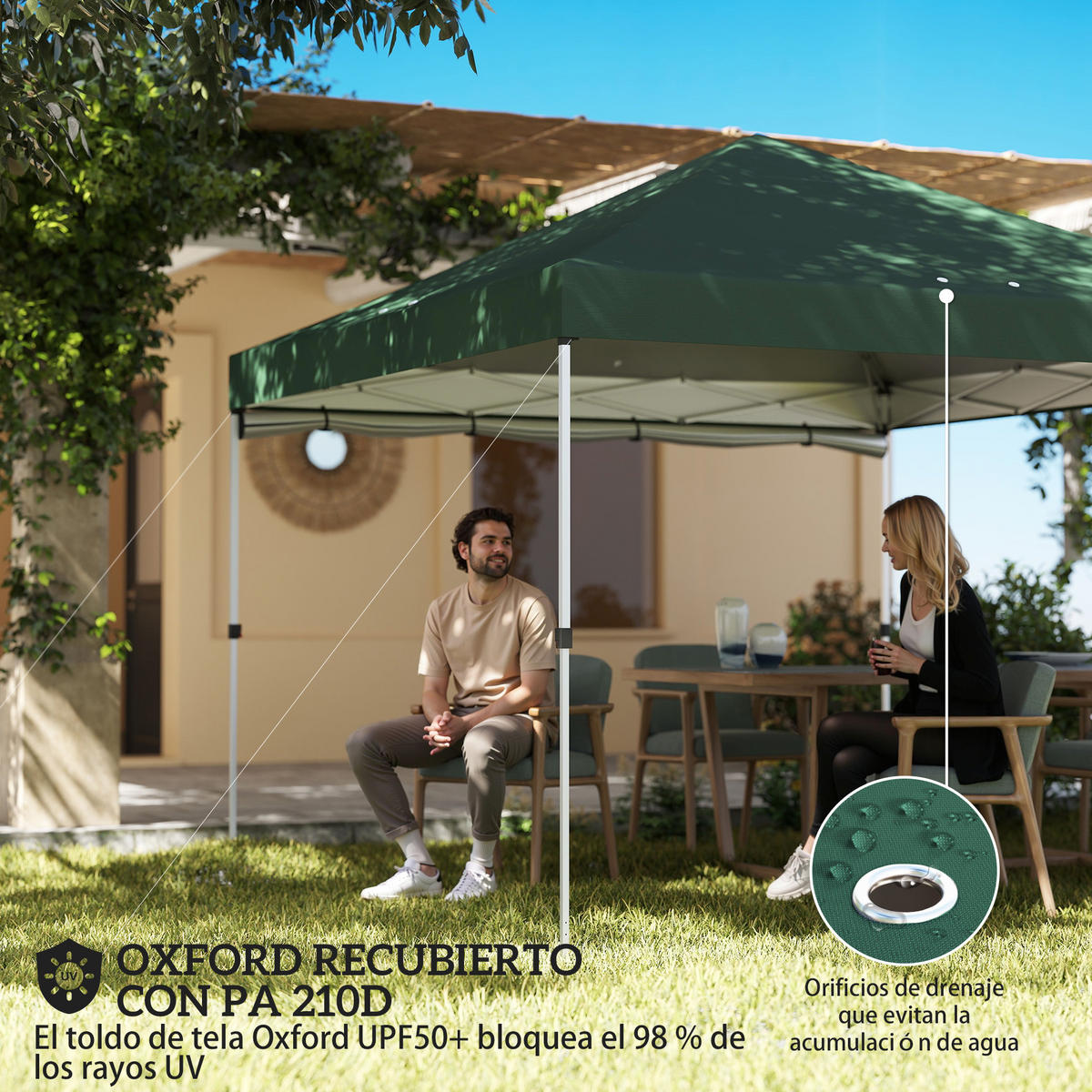 POP-UP-FALTZELT, 3×3m, grün - Dunkelgrün, Textil (293/270/293cm) - Vallsero