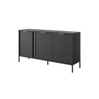 KOMMODE Lars Antrazit, dreitürige Kommode - Anthrazit, Holzwerkstoff/Metall (153/81/40cm) - Bettso