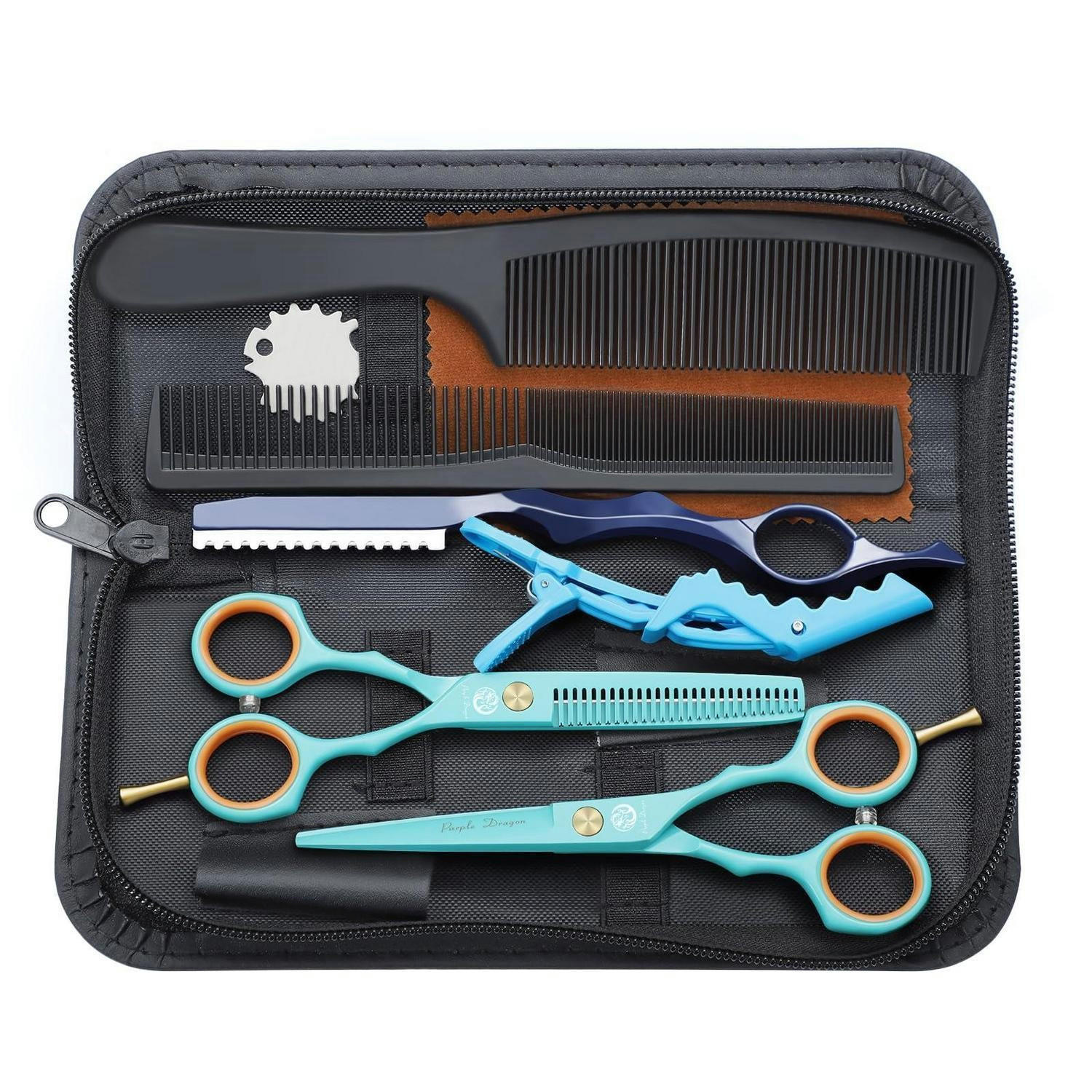 HAARSCHERE Set 14 cm 440C Edelstahl Grün - Türkis, Metall (9.7/3.1/21.6cm)