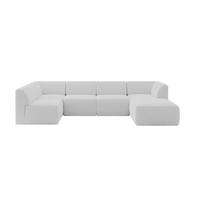 WOHNLANDSCHAFT Ottomane Rechts MOVA 345x180x78 Hellgrau Bouclé - Silberfarben/Hellgrau, Holzwerkstoff/Kunststoff (345/78/180cm) - ALTDECOR