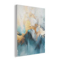 AKUSTIKPANEEL Abstrakt - Kunst - Gold - Blau 70x100 cm - Petrol, Textil (70/0.9/100cm) - MuchoWow