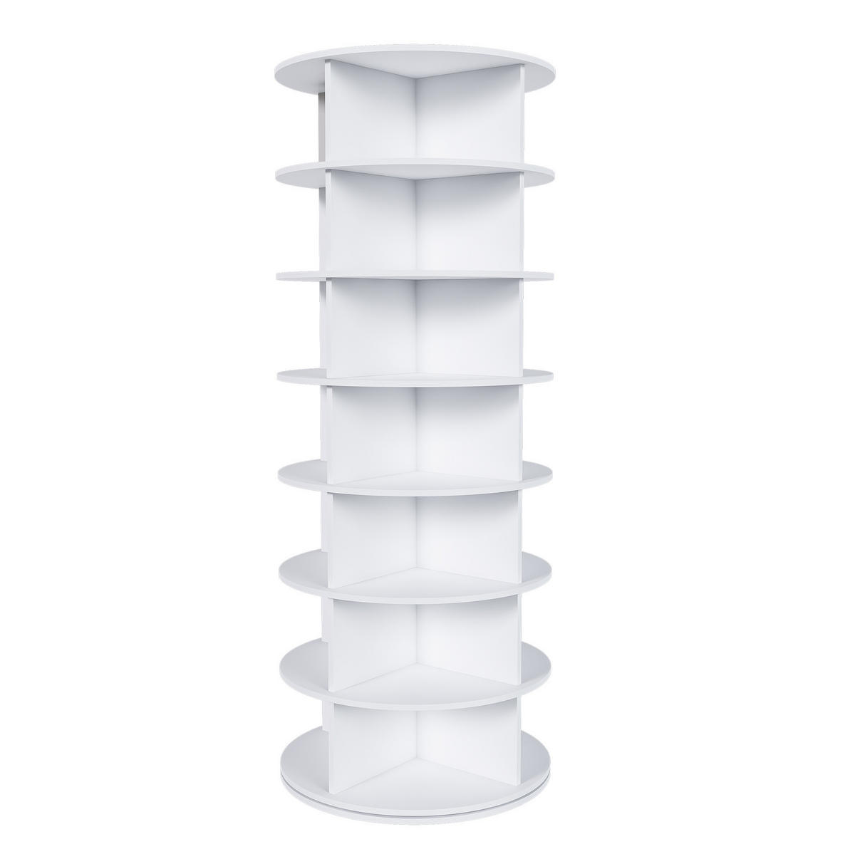 SCHUHREGAL 60/60/161 cm mit 360° Drehfunktion, 7 Ebenen und PVC-Konstruktion, Weiß - Weiß, Kunststoff (60/161/60cm) - Redom