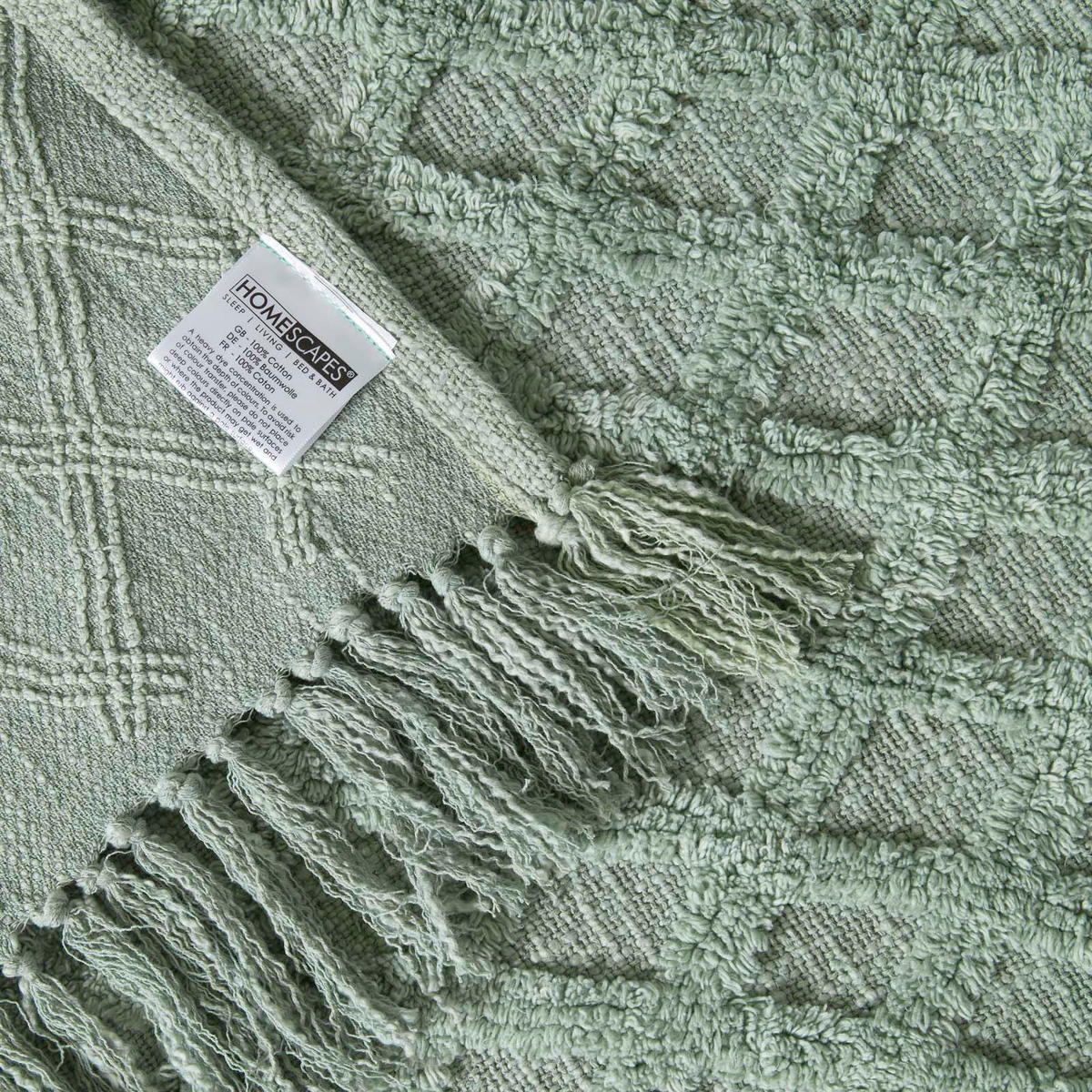 WOHNDECKE 125/150 cm, Baumwolle getuftet - Salbeigrün, Textil (125/150cm) - Homescapes