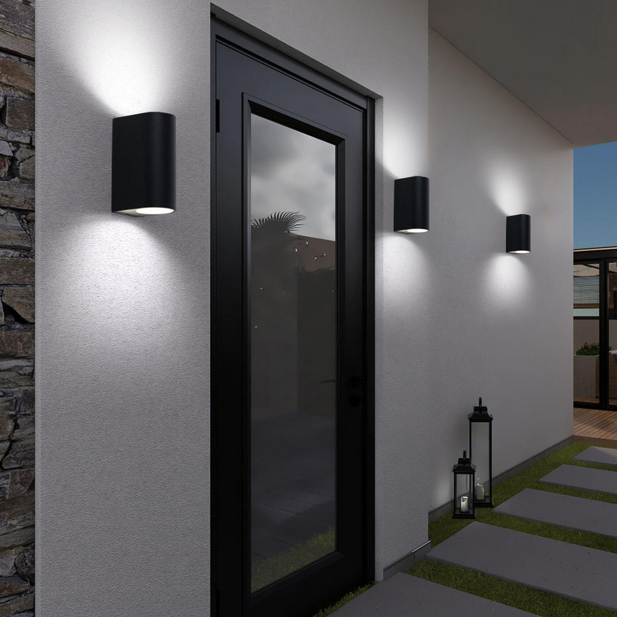 LED AUSSEN-WANDLEUCHTE Aluminium Schwarz - Schwarz, Metall (9.2/15/9.2cm)