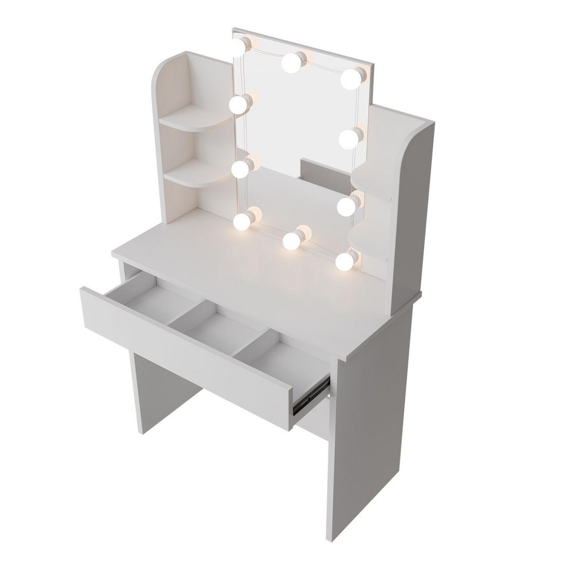 SCHMINKTISCH Zoey mit LED-Beleuchtung - Weiß, Holz (40/140/90cm) - Juskys