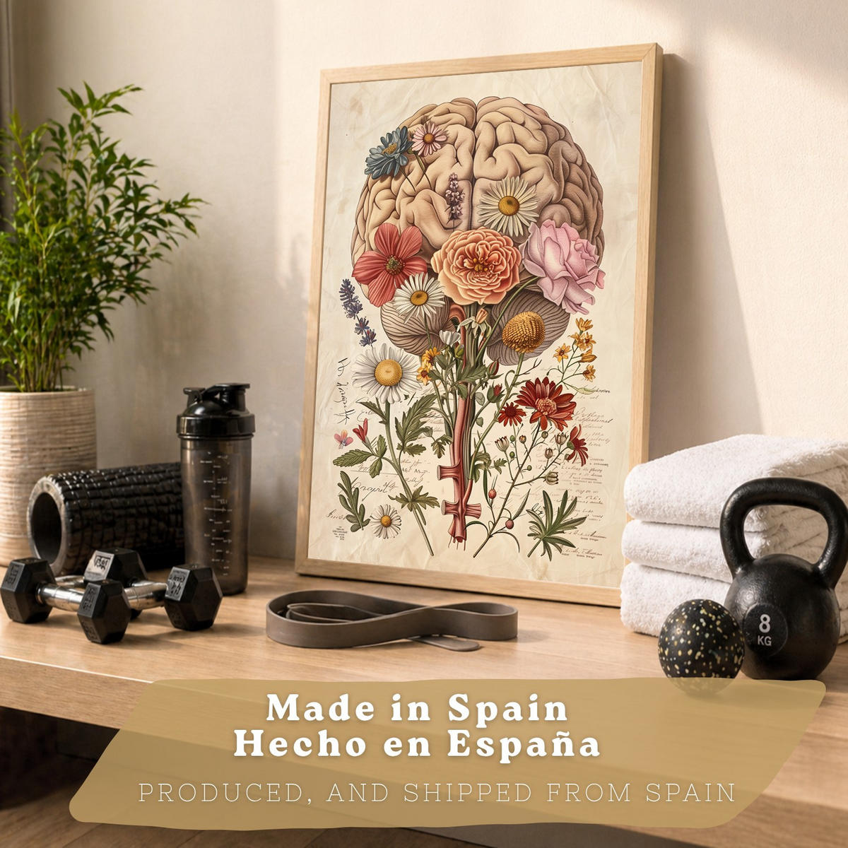 POSTER Set aus 6 Botanische Anatomie Drucke mit Herz Lungen Wirbelsäule Becken und Rippen Beige Terrakotta Erdtöne Florales Design Rahmenlos A3 & A4 - Klar, Papier (29.7/42/3cm) - Nacnic
