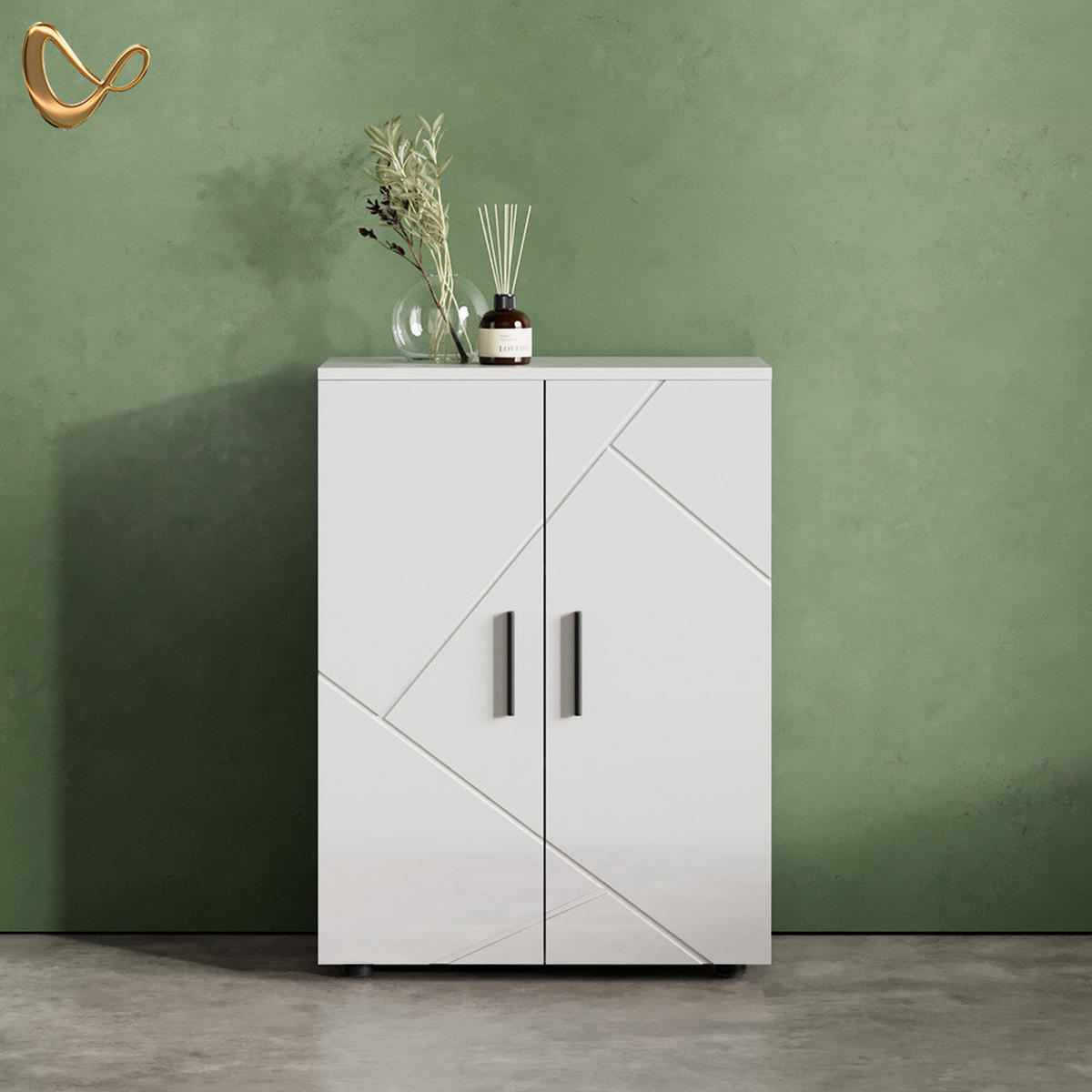 MIDISCHRANK Ronco Weiß Hochglanz 60 x 81 cm - Weiß Hochglanz/Weiß, Holzwerkstoff (60/81/30cm) - Livinity®