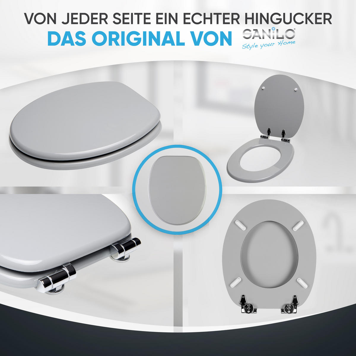 WC-SITZ Absenkautomatik Manhattan Grau - Grau, Holzwerkstoff (38/6/47cm) - Sanilo