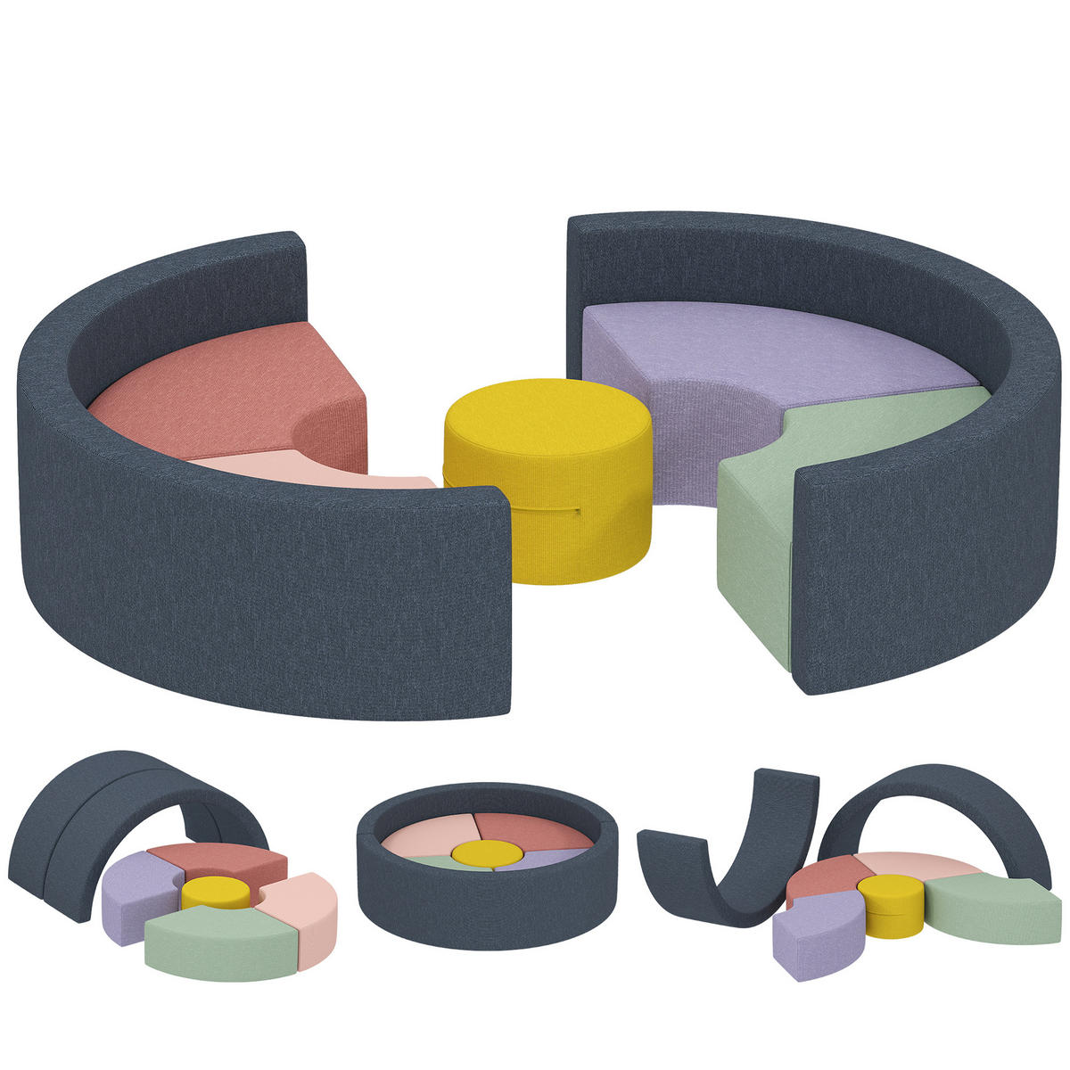 SCHAUMSTOFF Bausteine 7er-Set Kinder Softbausteine mit Cord-Optik - Multicolor, Textil (107/107cm) - AIYAPLAY