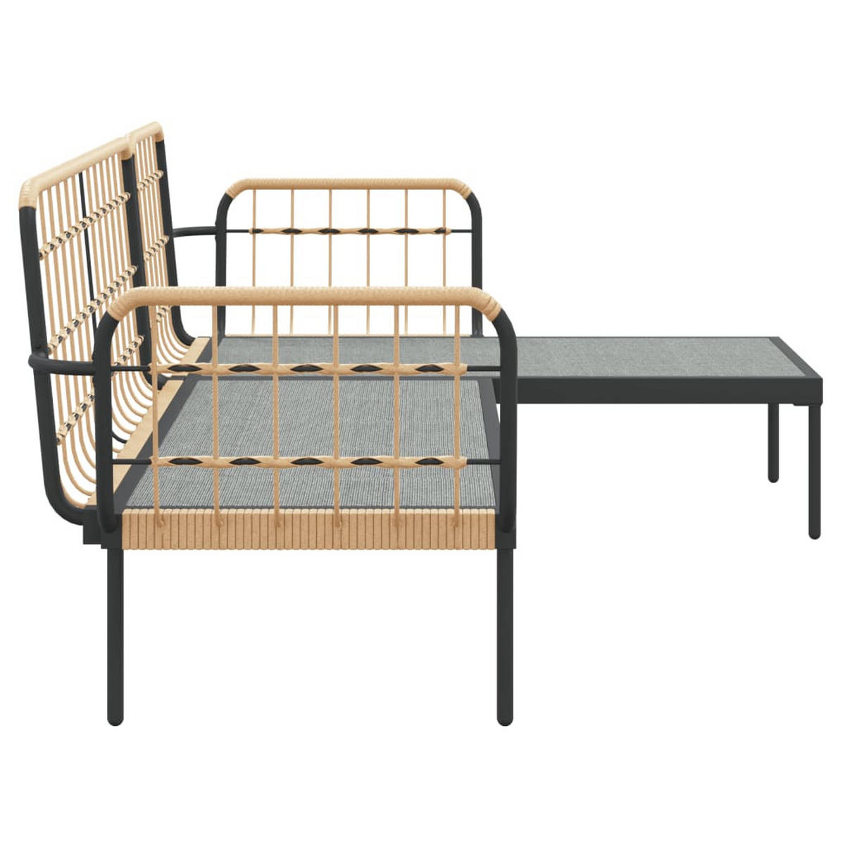 GARTEN-LOUNGE-SET 3Er Set Mit Kissen Dunkelgrau Poly Rattan - Anthrazit, Kunststoff - vidaXL