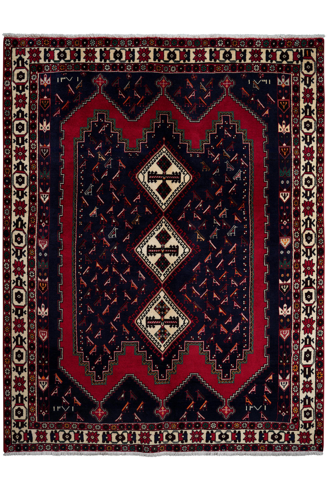 TEPPICH Afshar Blau 219/168 cm Schurwolle - Blau, Textil (168/219cm) - Looma