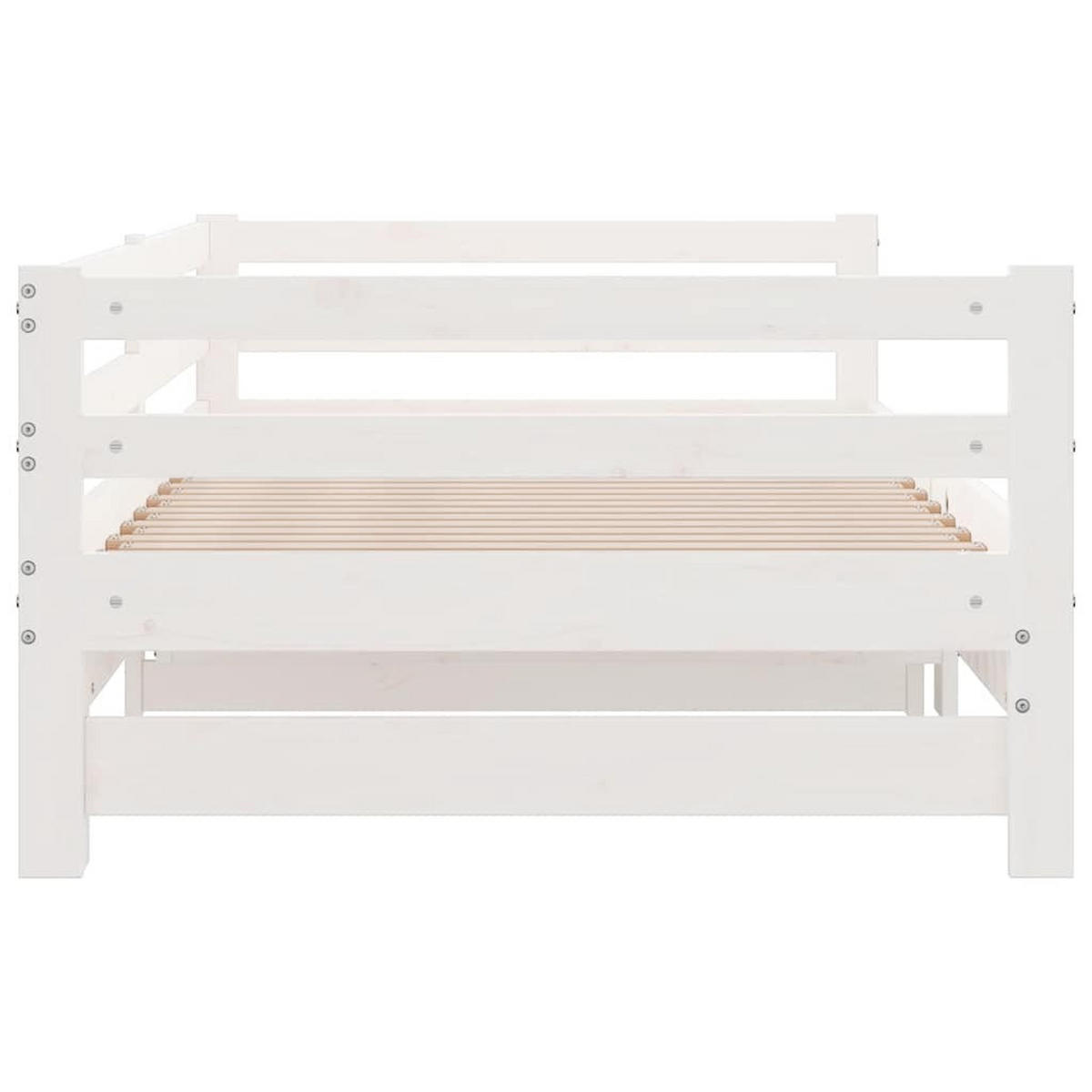 AUSZIEHBARES Tagesbett Weiss Massivholz Kiefer 90/200 Cm - Weiß, Textil (90/200cm) - vidaXL