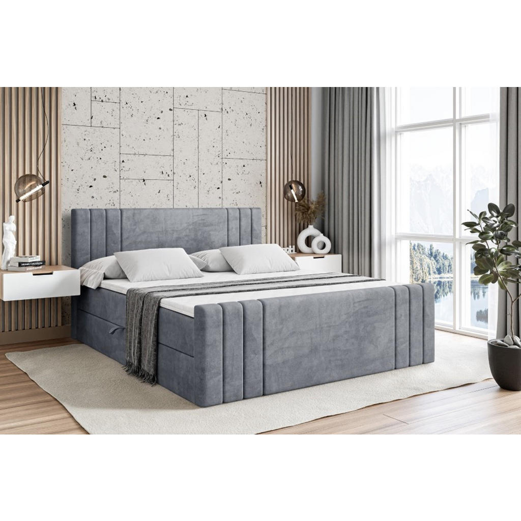 Thumbnail - Altdecor Boxbett, Grau, Holzwerkstoff, Höhe ca. 20 cm, 200x200 cm, Schlafzimmer, Betten, Boxspringbetten
