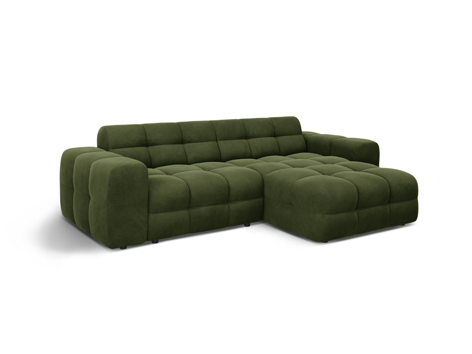 ECKSOFA rechts Kendal aus Samt armeegrün 4 Sitzplätze - Olivgrün, Textil (173/256cm) - Micadoni