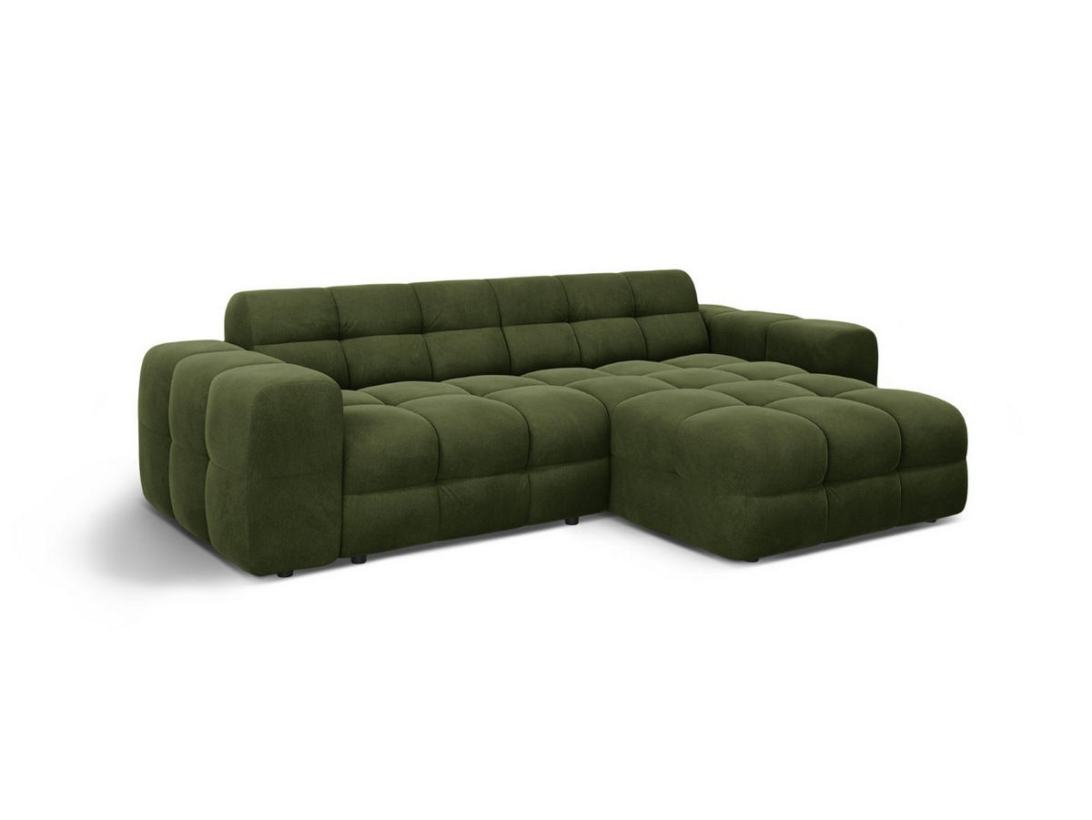 ECKSOFA rechts Kendal aus Samt armeegrün 4 Sitzplätze - Olivgrün, Textil (173/256cm) - Micadoni