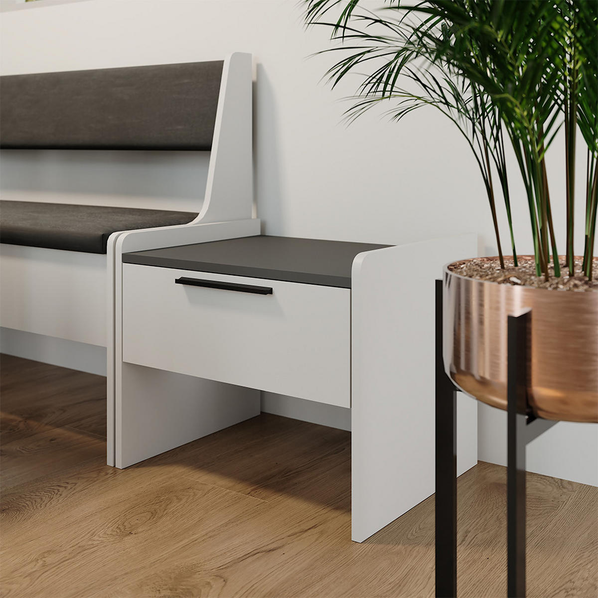 LAVICE DO JÍDELNY Roman Bílá/antracitová - bílá, kompozitní dřevo (53.5/45.5/41.1cm) - Vicco