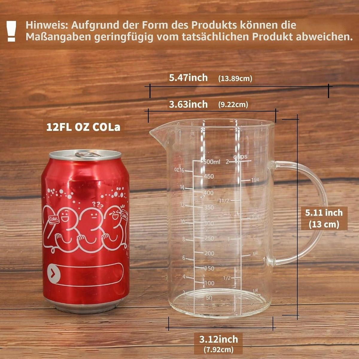 MESSBECHER Glas 500 ml mit drei Skalen und Auslauf - Transparent, Glas (0.5L)