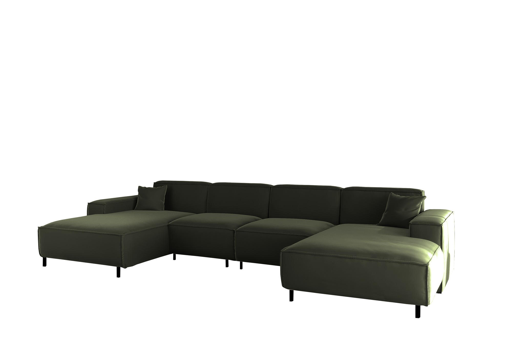 WOHNLANDSCHAFT Gloria In Tiffani - Grün, Holzwerkstoff/Textil (378/73/165cm) - Fun Möbel