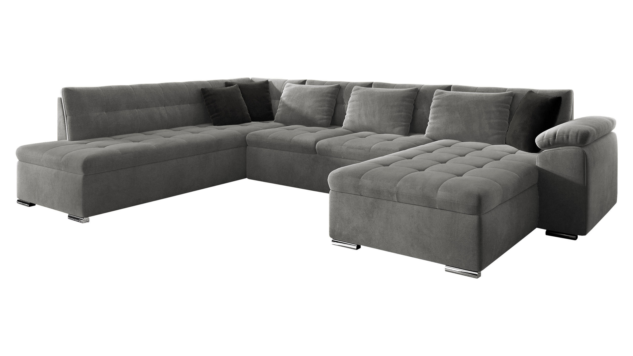 WOHNLANDSCHAFT Niko Bis Lux, Seite: Rechts - Grau, Holz/Textil (348/76/205cm) - MIRJAN24