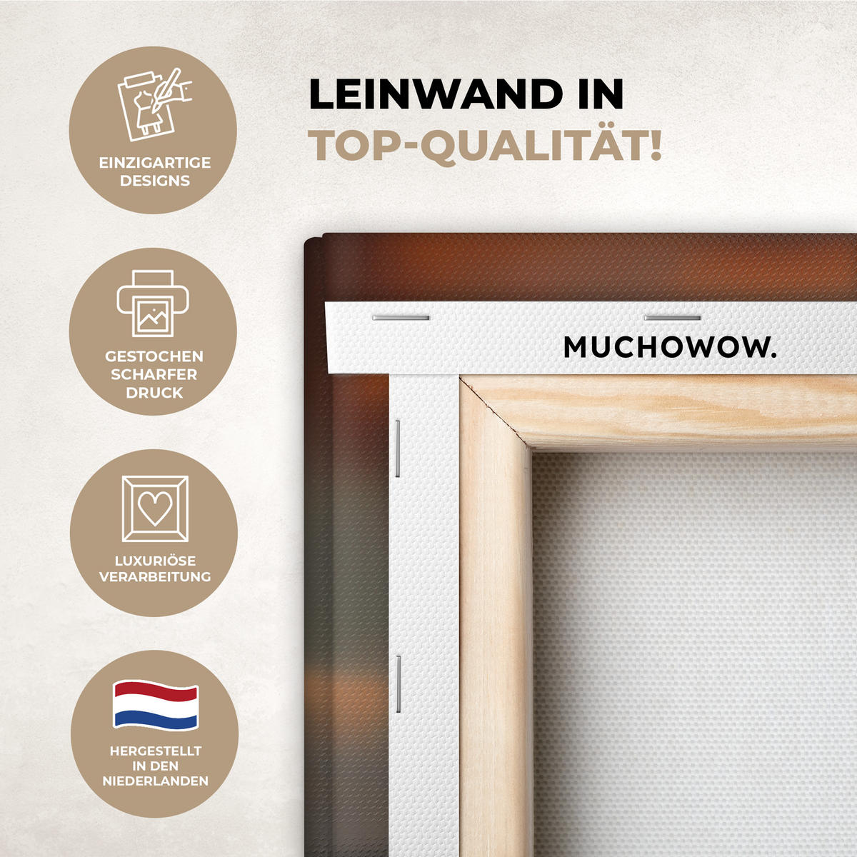 LEINWANDBILD Natur - Leopard - Tier - Sonnenuntergang - Modern Deko Groß 90x140 cm - Orange, Textil (90/140cm) - MuchoWow