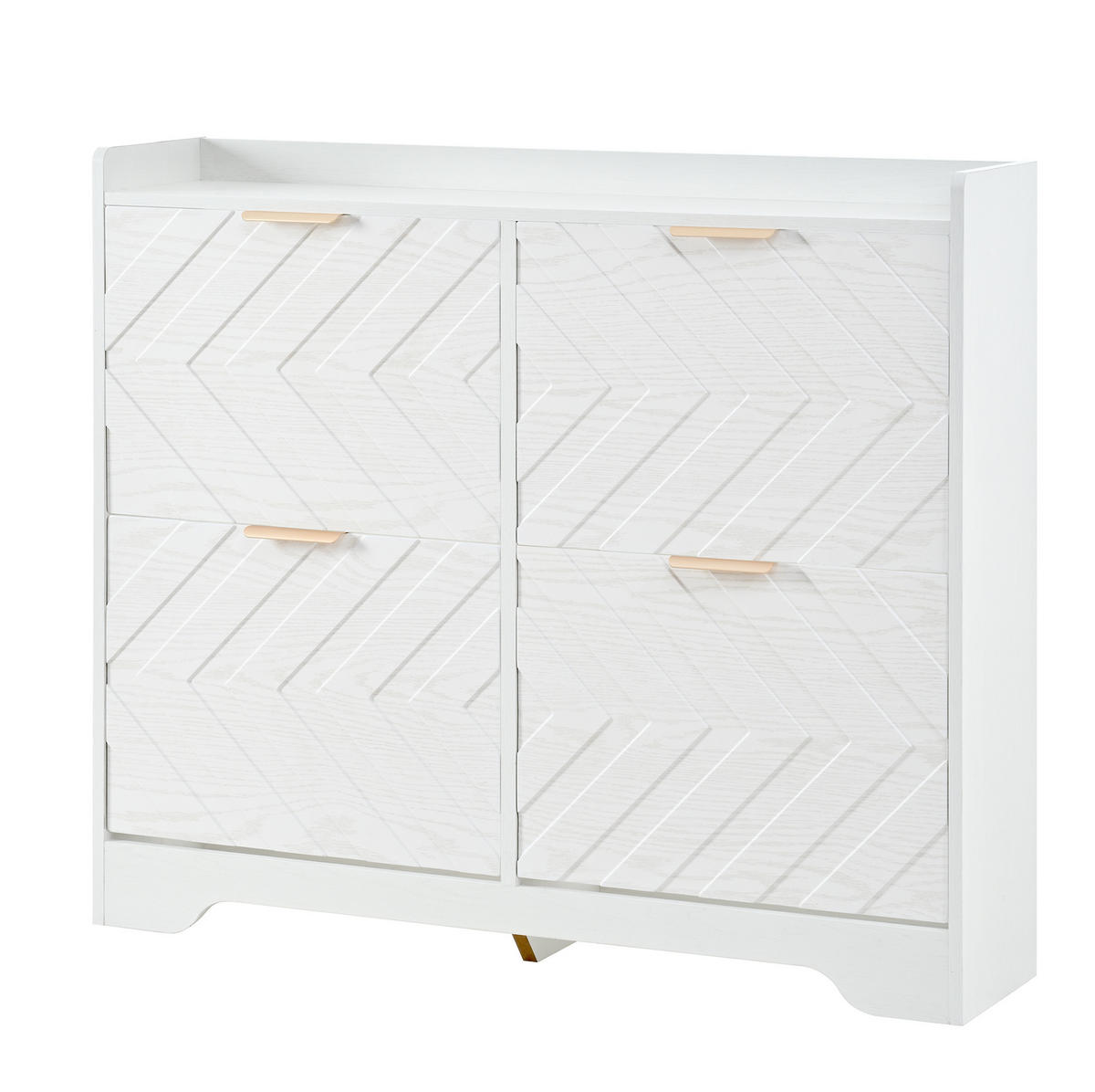 SCHUHSCHRANK mit 4 Klappfächern 105 x 24 x 90 cm Weiß - Weiß, Holz (24/90/105cm) - Beauniv