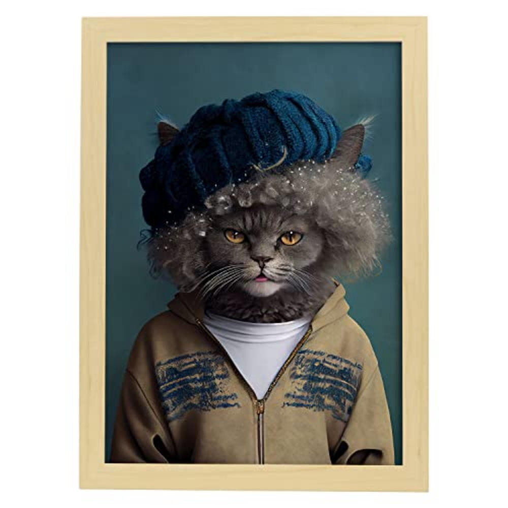 POSTER Selkirk Rex In Voller Farbe Fotostil A3 Rahmen Aus Hellem Holz - Beige, Papier (29.7/5/42cm) - Nacnic