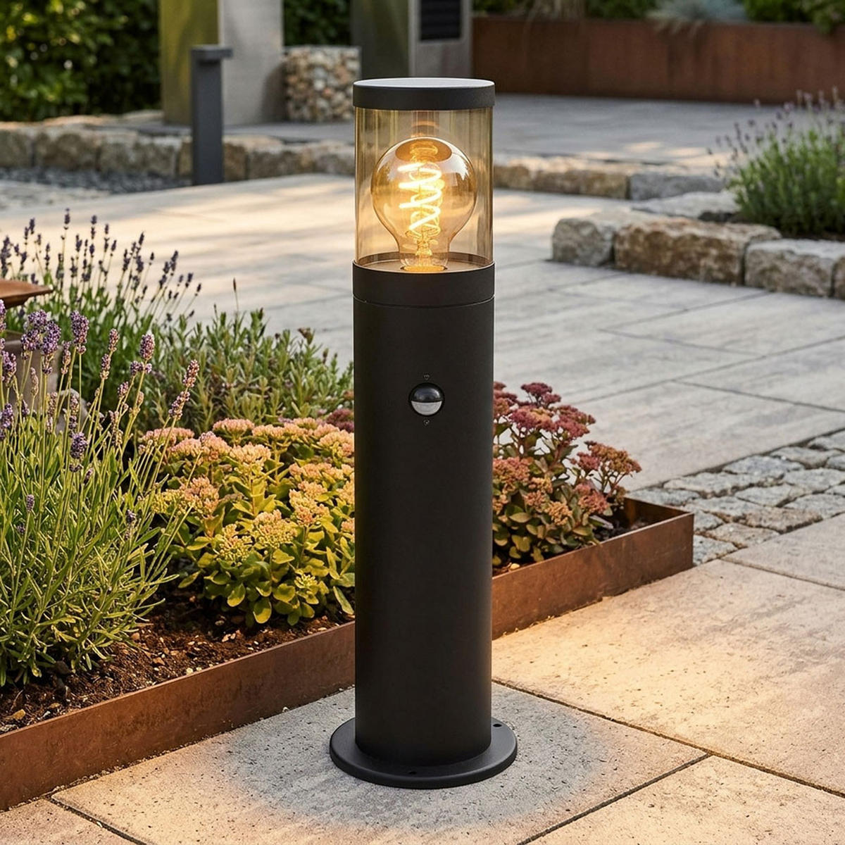 LED WEGELEUCHTE XELOO Schwarz Edelstahl - Schwarz, Metall (10.2/10.2/50cm) - Globo Lighting
