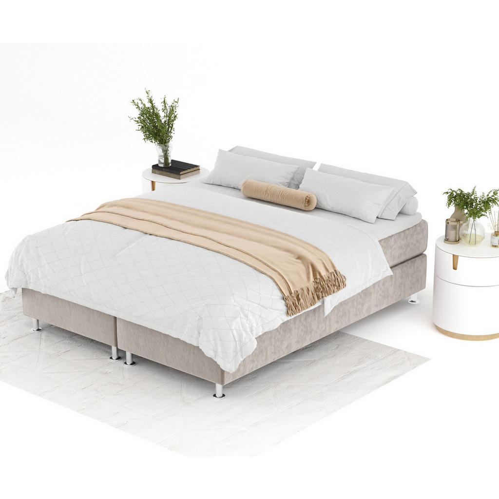 Thumbnail - Maison de Reve Boxspringbett, Taupe, Textil, Buche, Kiefer, H3, Höhe ca. 21 cm, 160x200 cm, Oeko-Tex® Standard 100, FSC ...