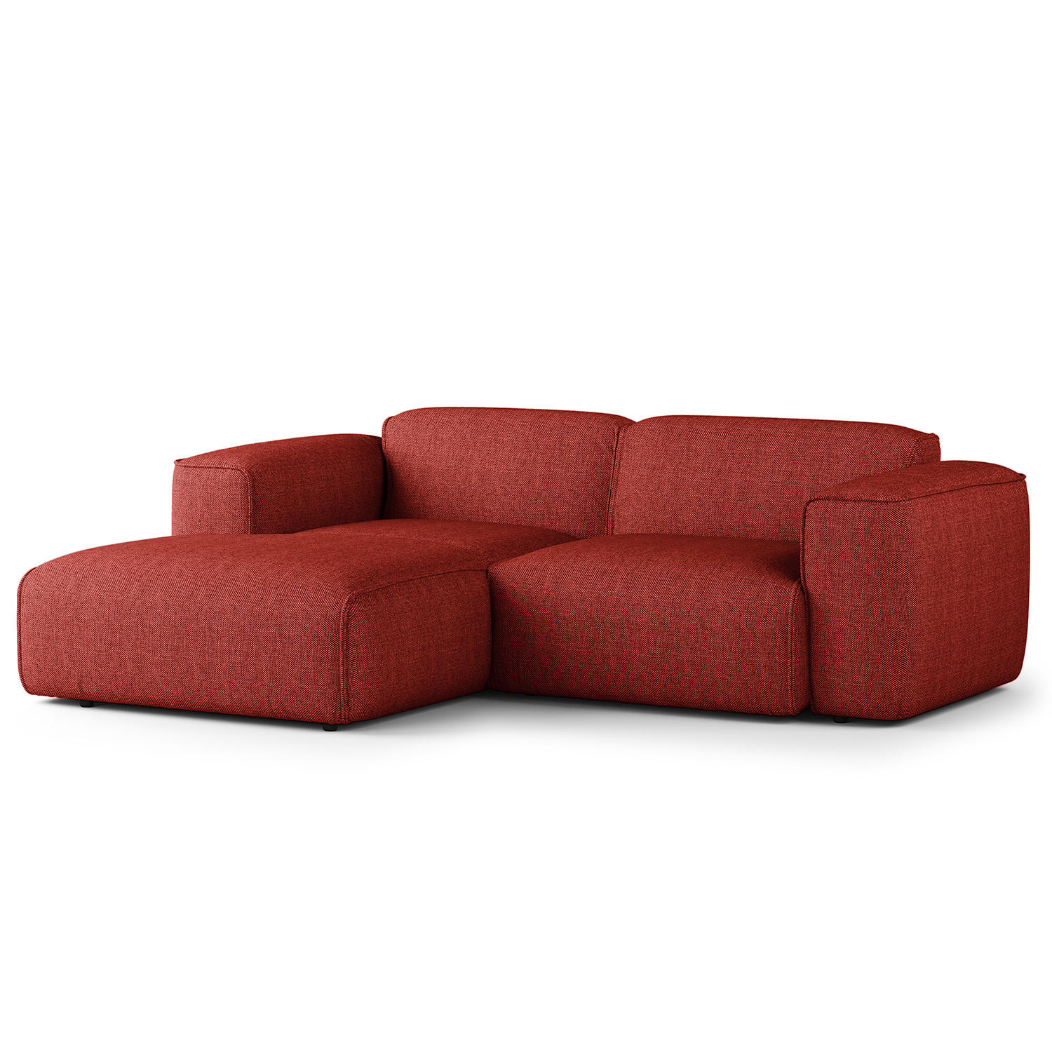 ECKSOFA mit XL-Longchair - Rot/Schwarz, Kunststoff/Textil (260/171cm) - home24