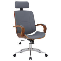 DREHSTUHL Lederlook Walnuss/Grau - Chromfarben/Walnussfarben, Textil/Metall (70/118/70cm) - CLP