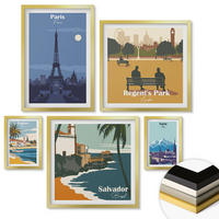 WANDBILDER 5er Set - 50x50 cm & 20x30 cm & 40x60 cm Goldrahmen - Touristische Küstenlandschaften - Goldfarben, Kunststoff (40/60cm) - ArtPrintCave