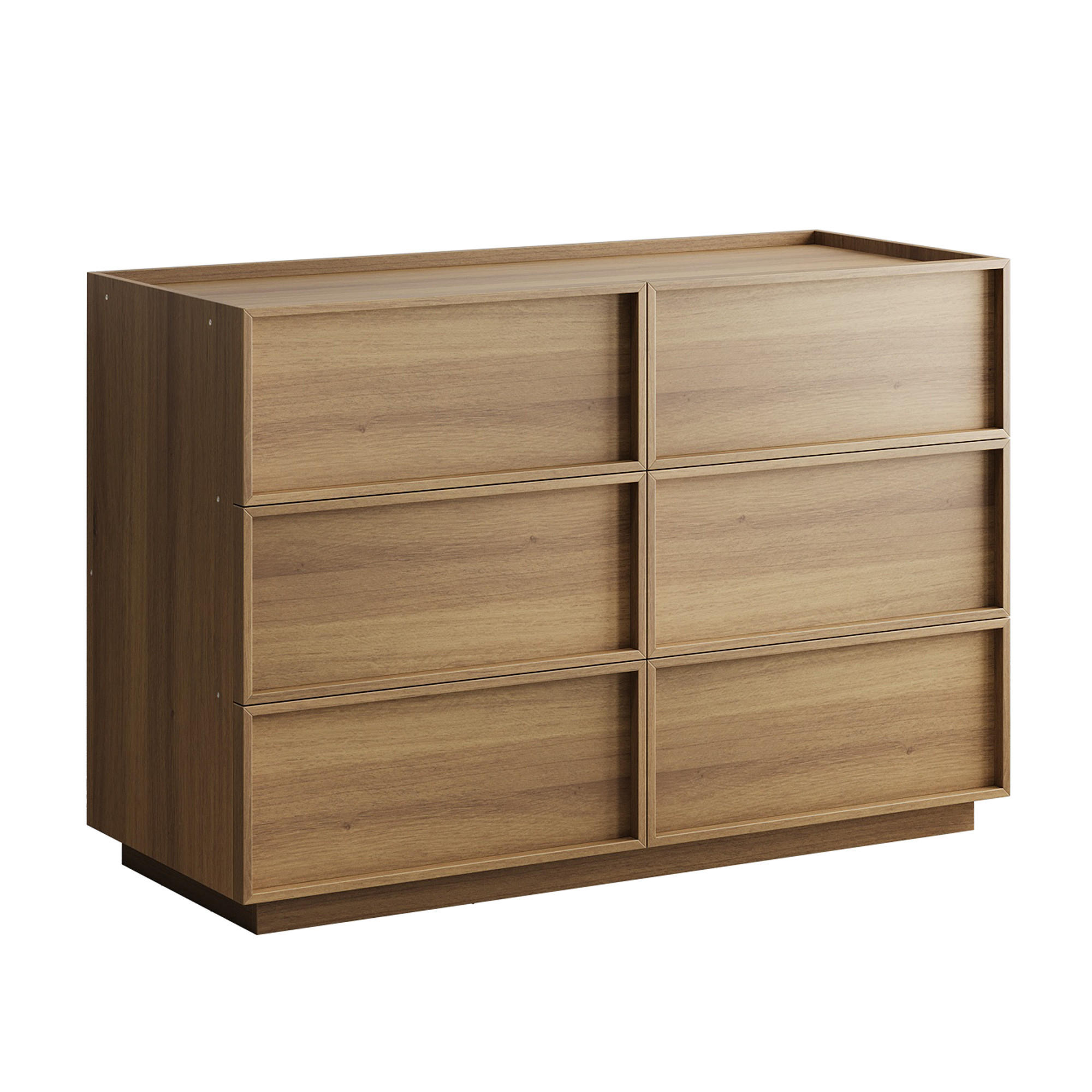 SIDEBOARD Holz Kommode mit 6 Schubladen, Eiche 115x48x78 cm - Eichefarben, Holzwerkstoff (115/78/48cm) - Urban Meuble