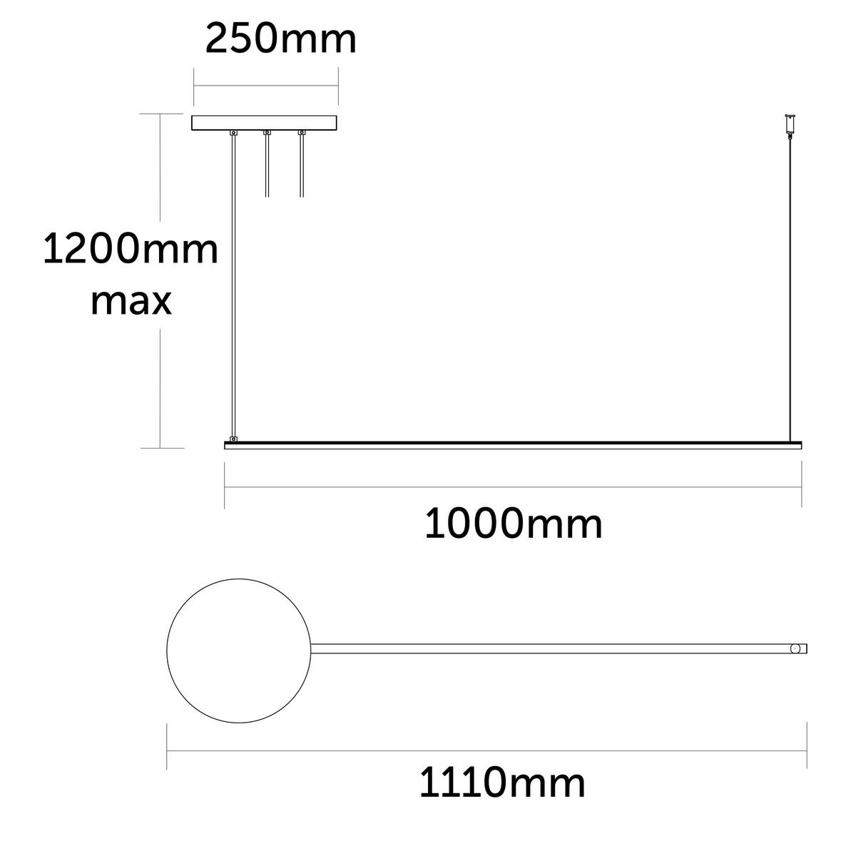 LED-HÄNGELEUCHTE - Schwarz, Metall (2/100/2cm) - Lumicom