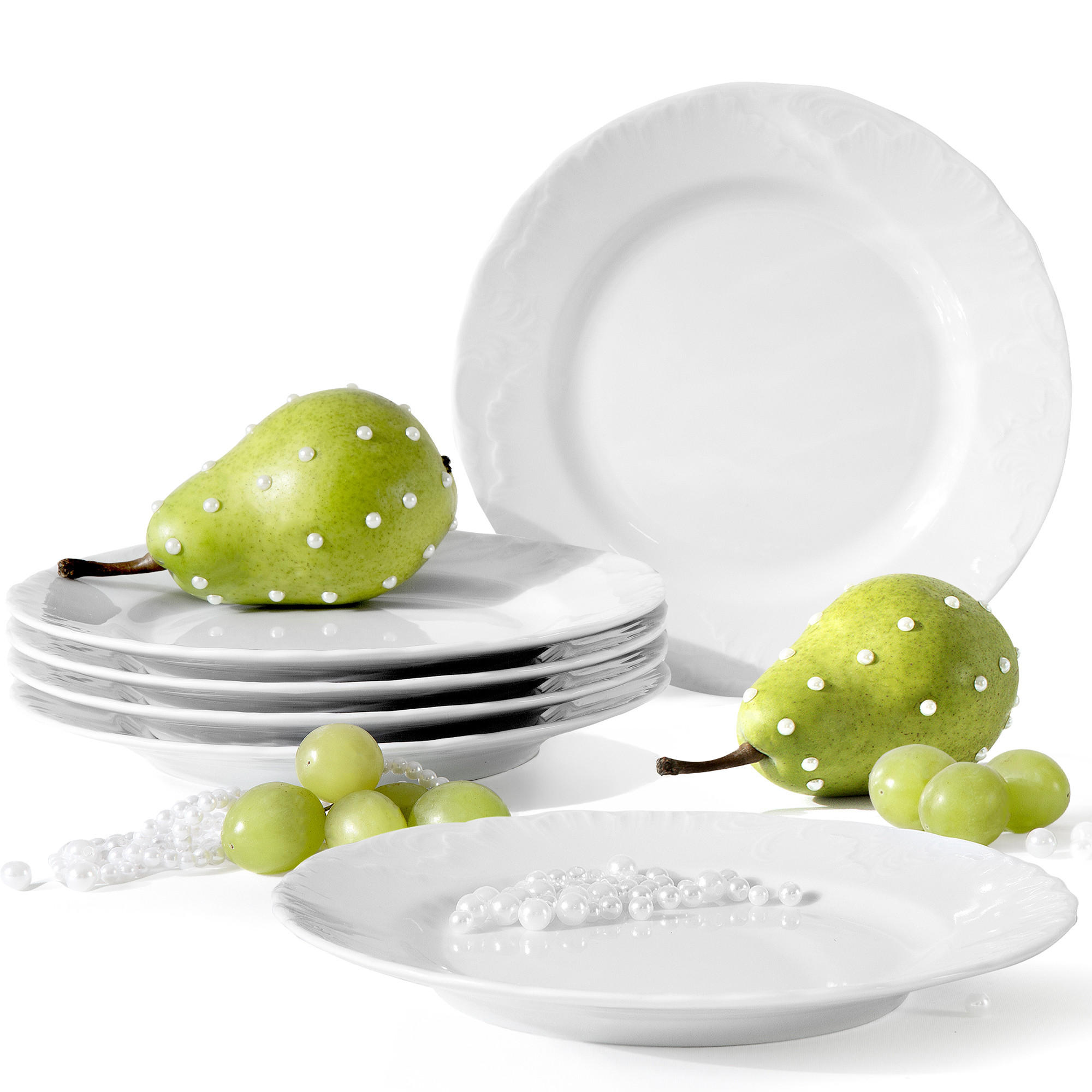 TELLER-SET FRÜHSTÜCKSTELLER Cmielow Rococo 6-tlg - Weiß, Keramik (19/2/19cm) - KONSIMO®