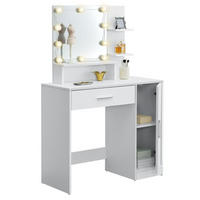 SCHMINKTISCH Zoey mit LED und Schrank - Weiß, Holzwerkstoff (38/137/90cm) - Juskys