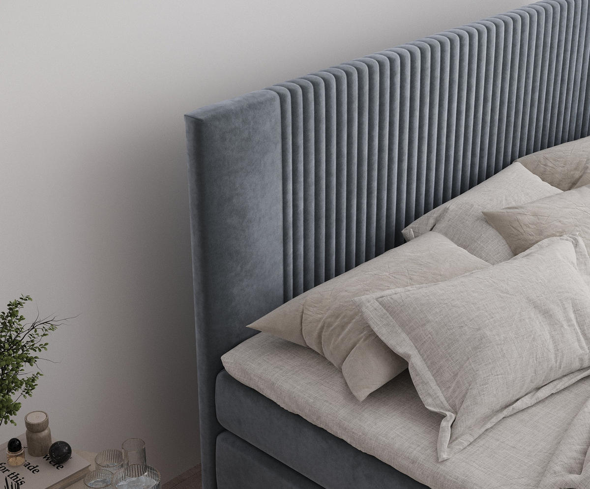 BOXSPRINGBETT Bergamo Grau 180/200 cm - Schwarz/Grau, Holz/Holzwerkstoff (180/200cm) - Maison de Reve