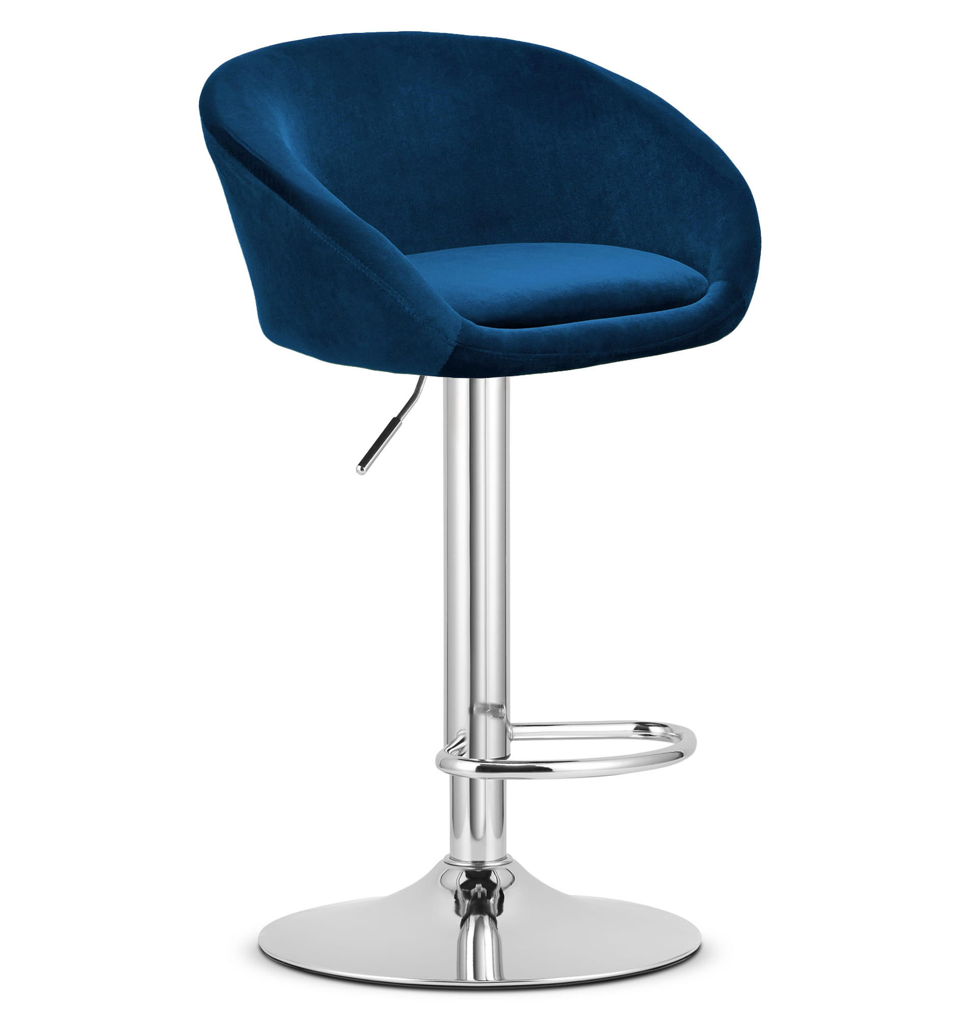 BARHOCKER EAST marineblauer Sitz, Chrombasis - Dunkelblau, Textil (53/103/46cm) - Valora