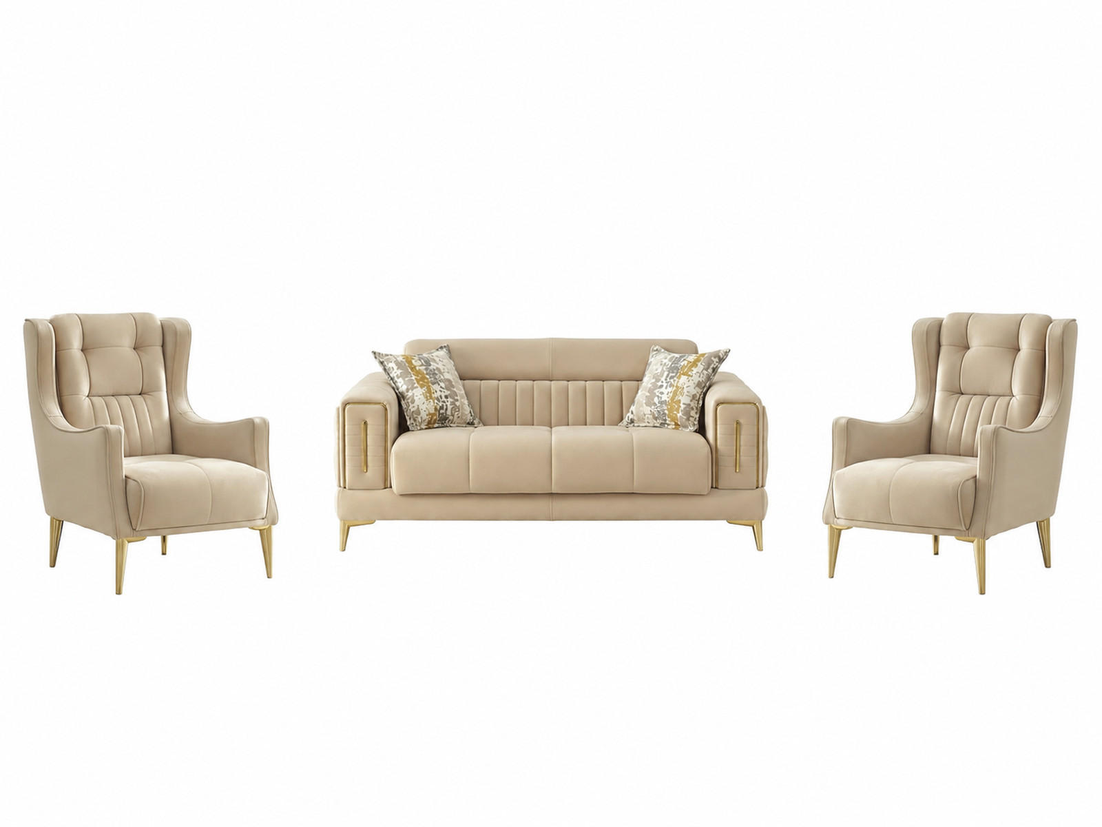 SITZGARNITUR Arica, Beige Stellvariante 2+1+1 - Beige, Holzwerkstoff/Kunststoff (180/80/95cm)