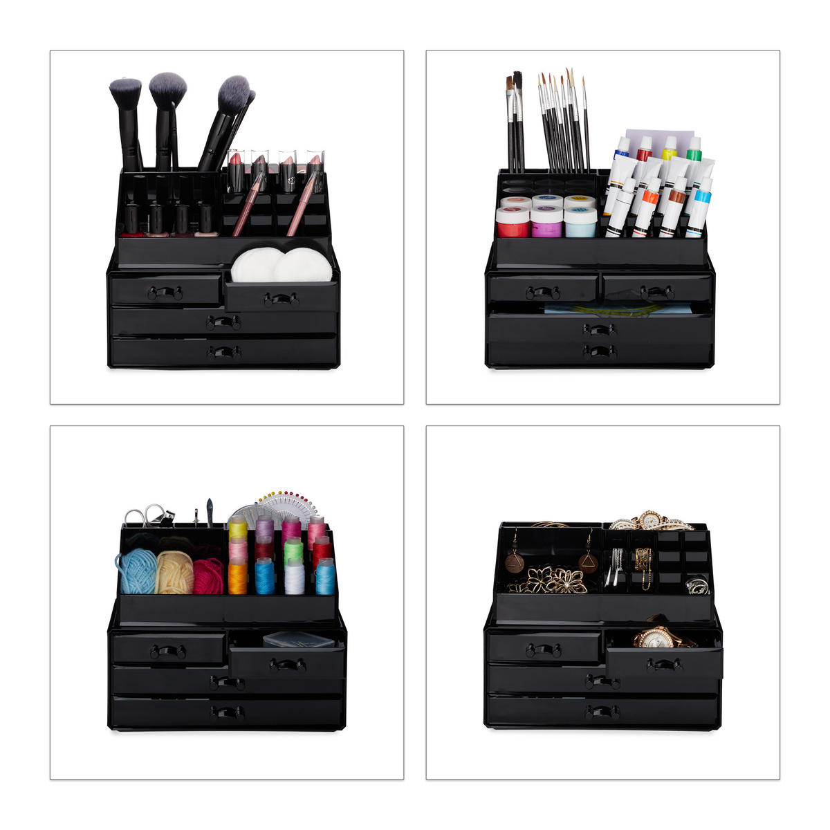 MAKEUP Organizer - Weiß, Kunststoff (24/19/13.5cm) - Relaxdays