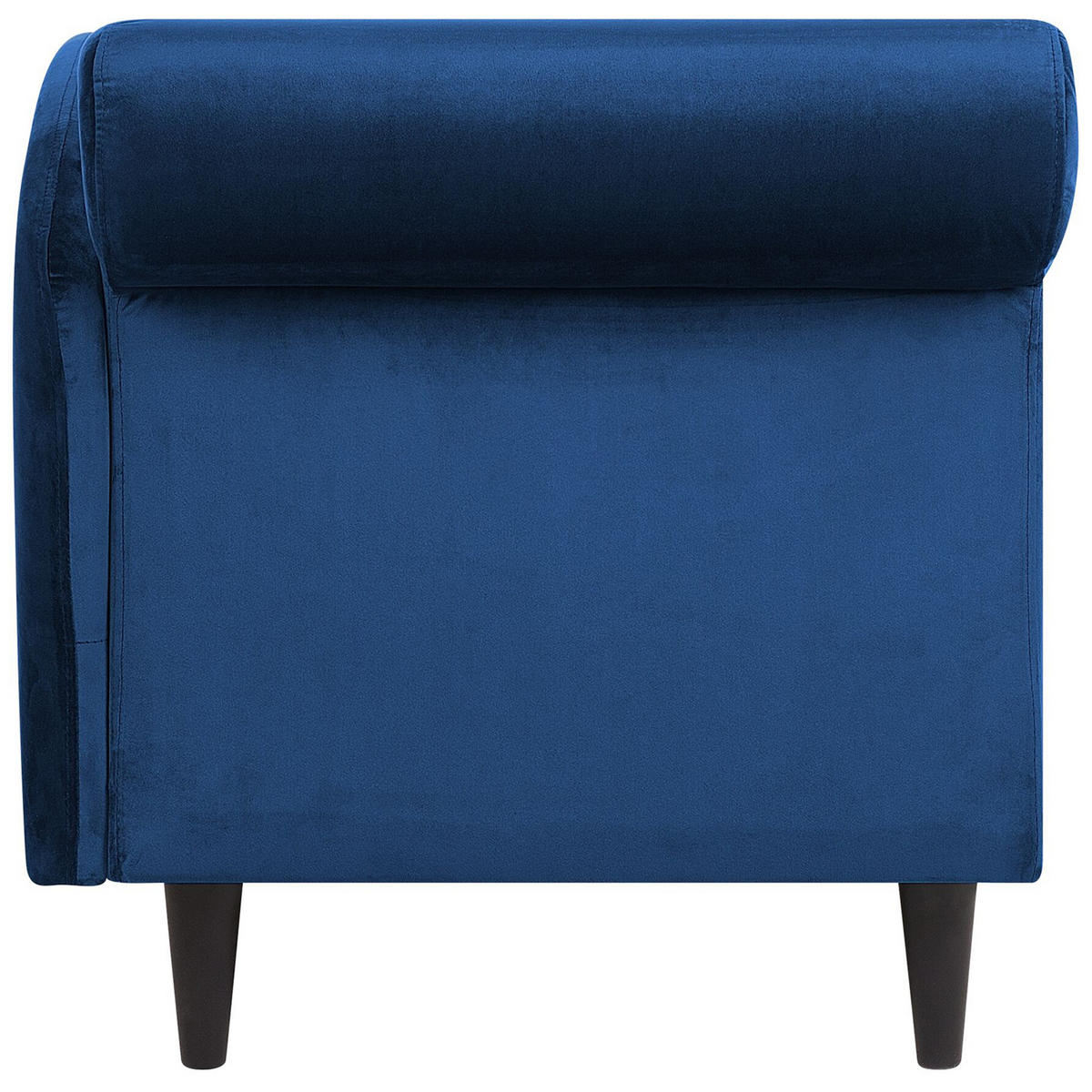 CHAISELONGUE Samtstoff marineblau linksseitig Luiro - Blau/Dunkelbraun, Textil (160/77/70cm) - Beliani