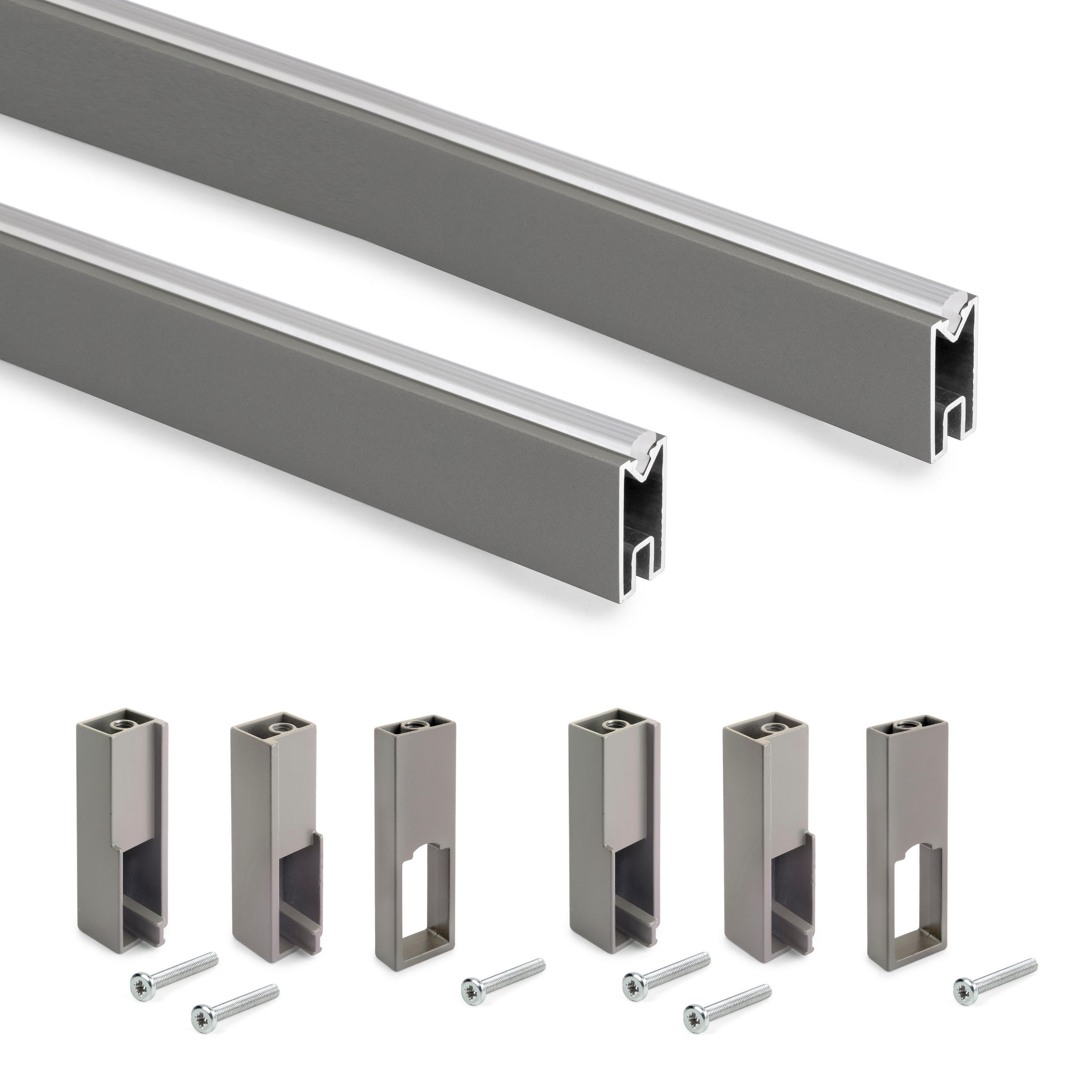 GARDEROBENSTANGEN Luxe 2x1,15 m Aluminium und Kunststoff Titan - Titanfarben, Metall (1.5/2.7/115cm) - EMUCA