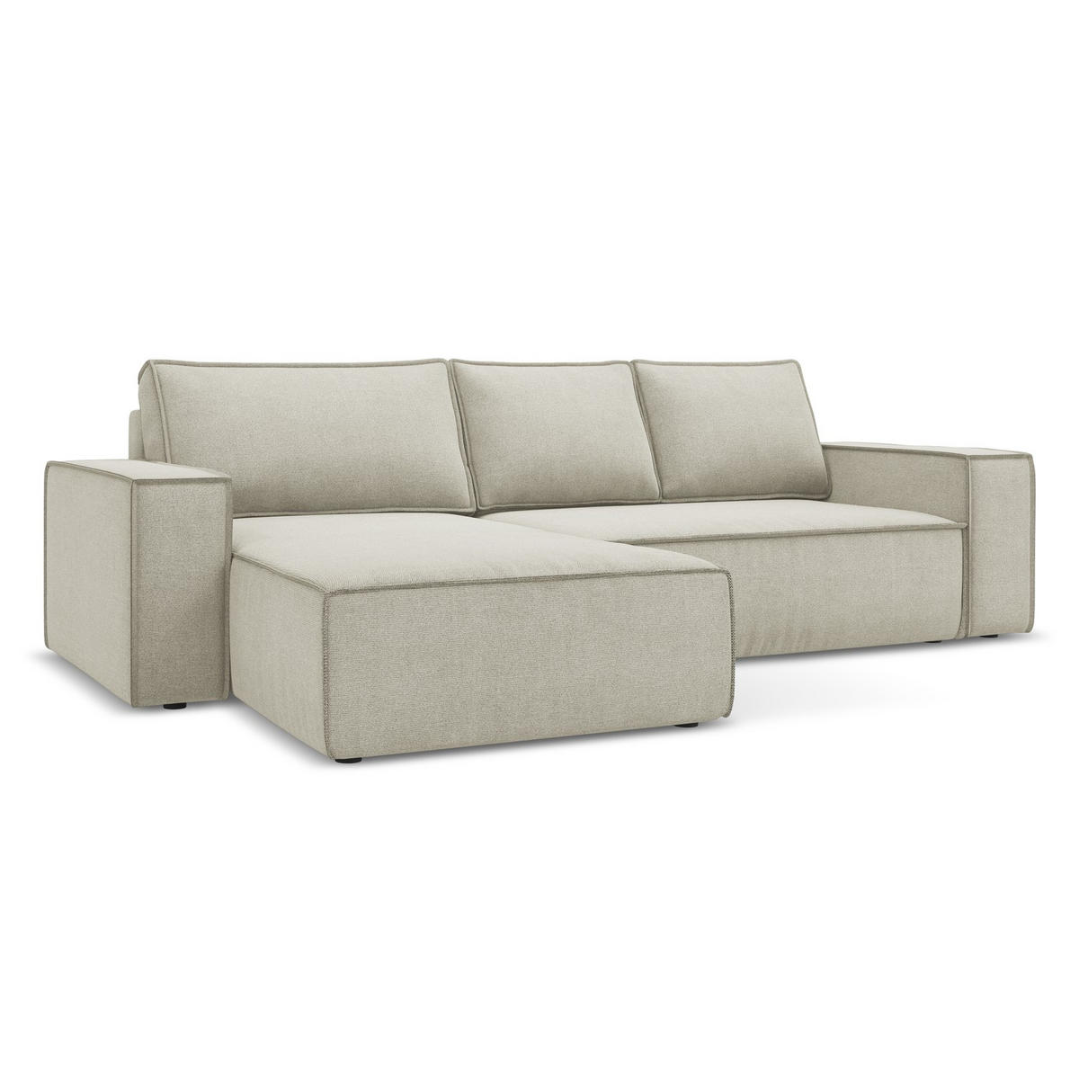 ECKSOFA mit Schlaffunktion Strukturstoff Stoff Beige - Beige/Creme, Kunststoff/Textil (185/290cm) - LaMiaSofa