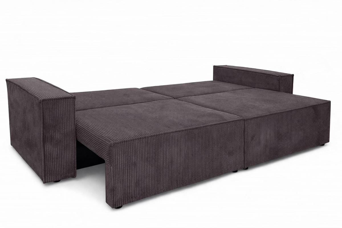 SOFA Mit Schlaffunktion Und Bettkasten, Cordstoff Poso, Dunkelgrau, BEST SCORNER - Dunkelgrau, Holz (245/83/90cm) - Kaiser Möbel