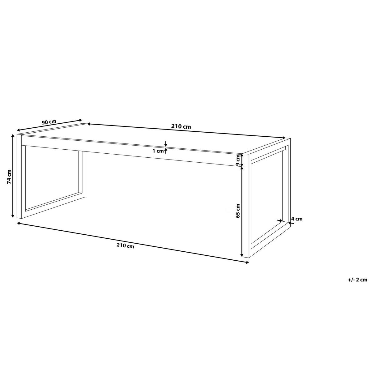 GARTENTISCH Aluminium grau/weiß 210/90 cm Bacoli - Weiß/Grau, Metall (210/90/74cm) - Beliani