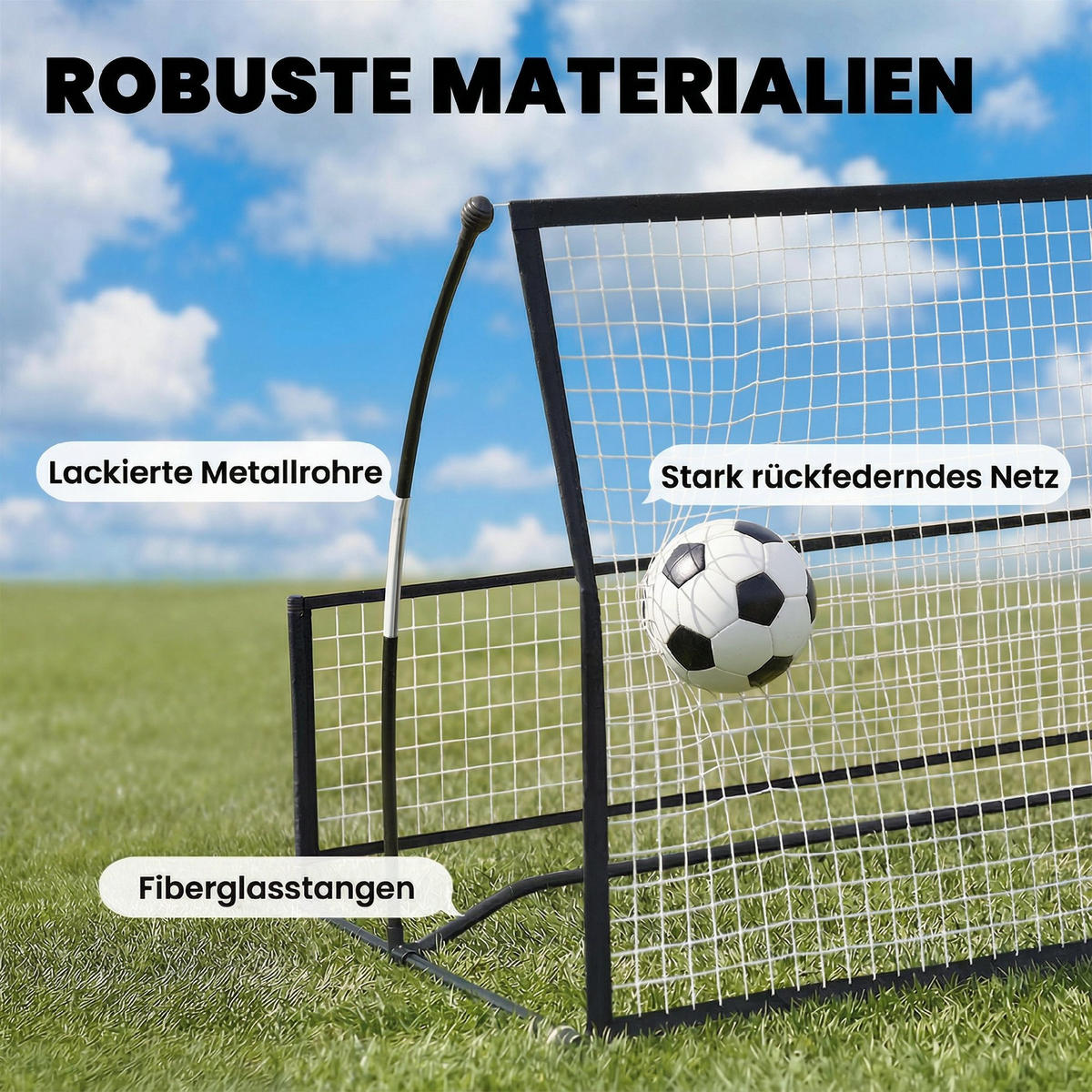 REBOUNDER Metall Fiberglas Schwarz - Schwarz, Metall (94/200cm) - SPORTNOW