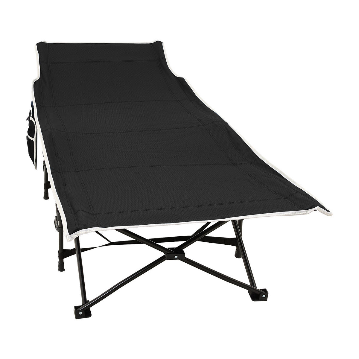 CAMPINGBETT Feldbett für Camping und Mittagspause in Schwarz Klappbar Platzsparend Robust und Langlebig 190 x 71 x 37 cm 6,78 kg - Schwarz, Metall - Livingandhome