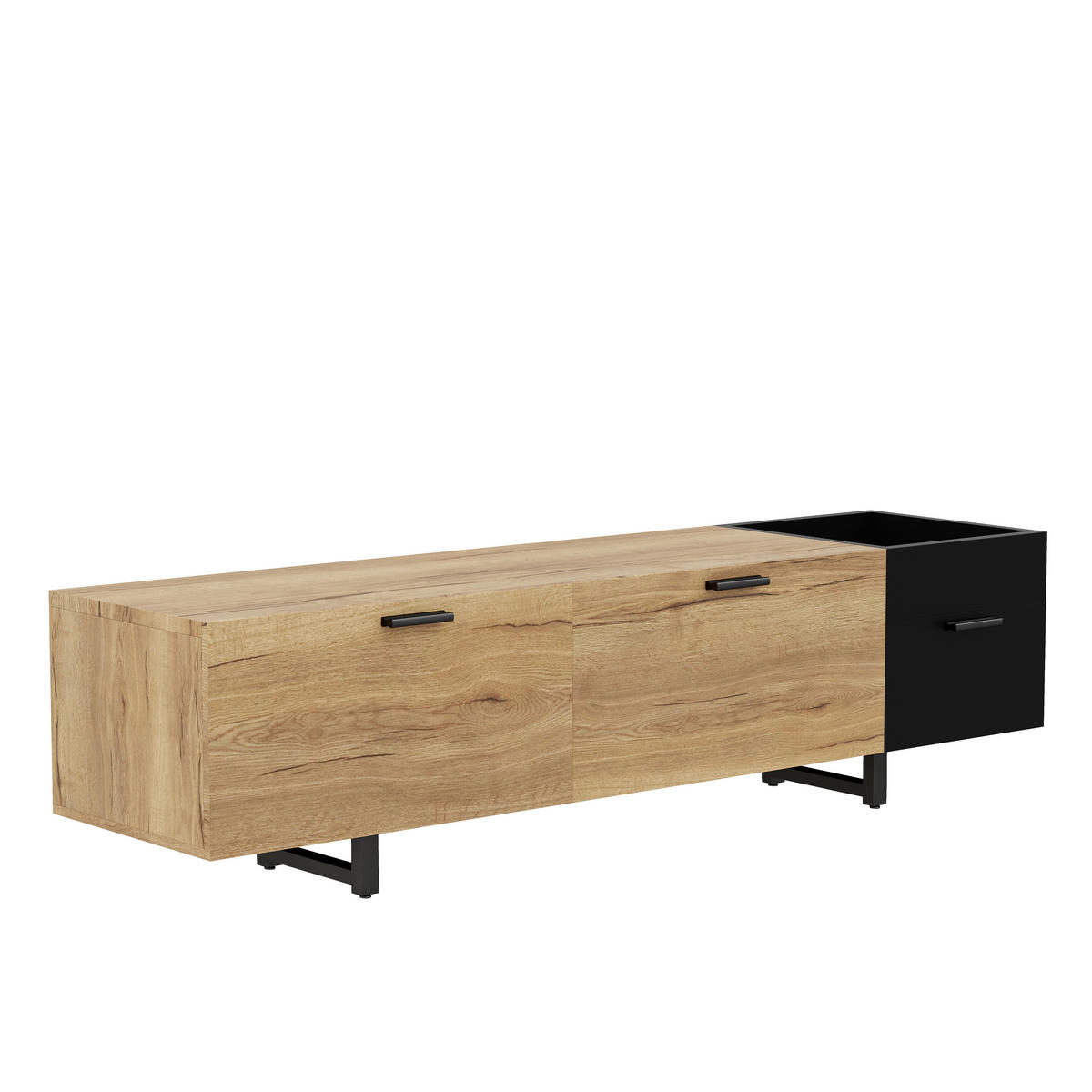 LOWBOARD Naturfarben/Schwarz 180/38/49 cm - Schwarz, Holzwerkstoff (180/49/38cm) - PANGIVO