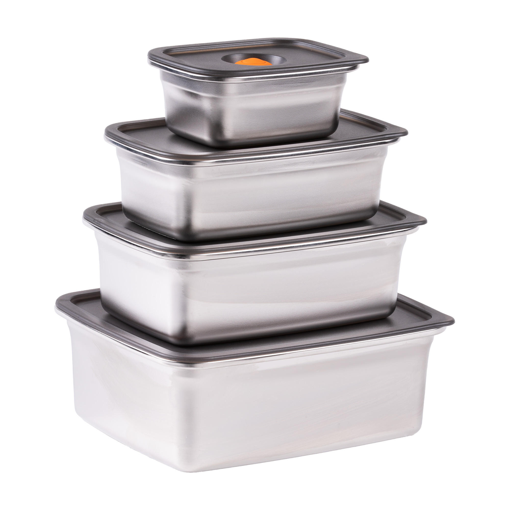 FRISCHHALTEDOSEN Edelstahl mit Deckel - Grau, Metall (19.6/11/23.5cm)