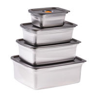 FRISCHHALTEDOSEN Edelstahl mit Deckel - Grau, Metall (19.6/11/23.5cm)